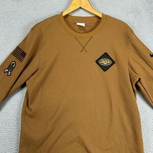 New York Jets Waffle Knit Sweater Adult Large Brown Crewneck Sweatshirt Mens NFL